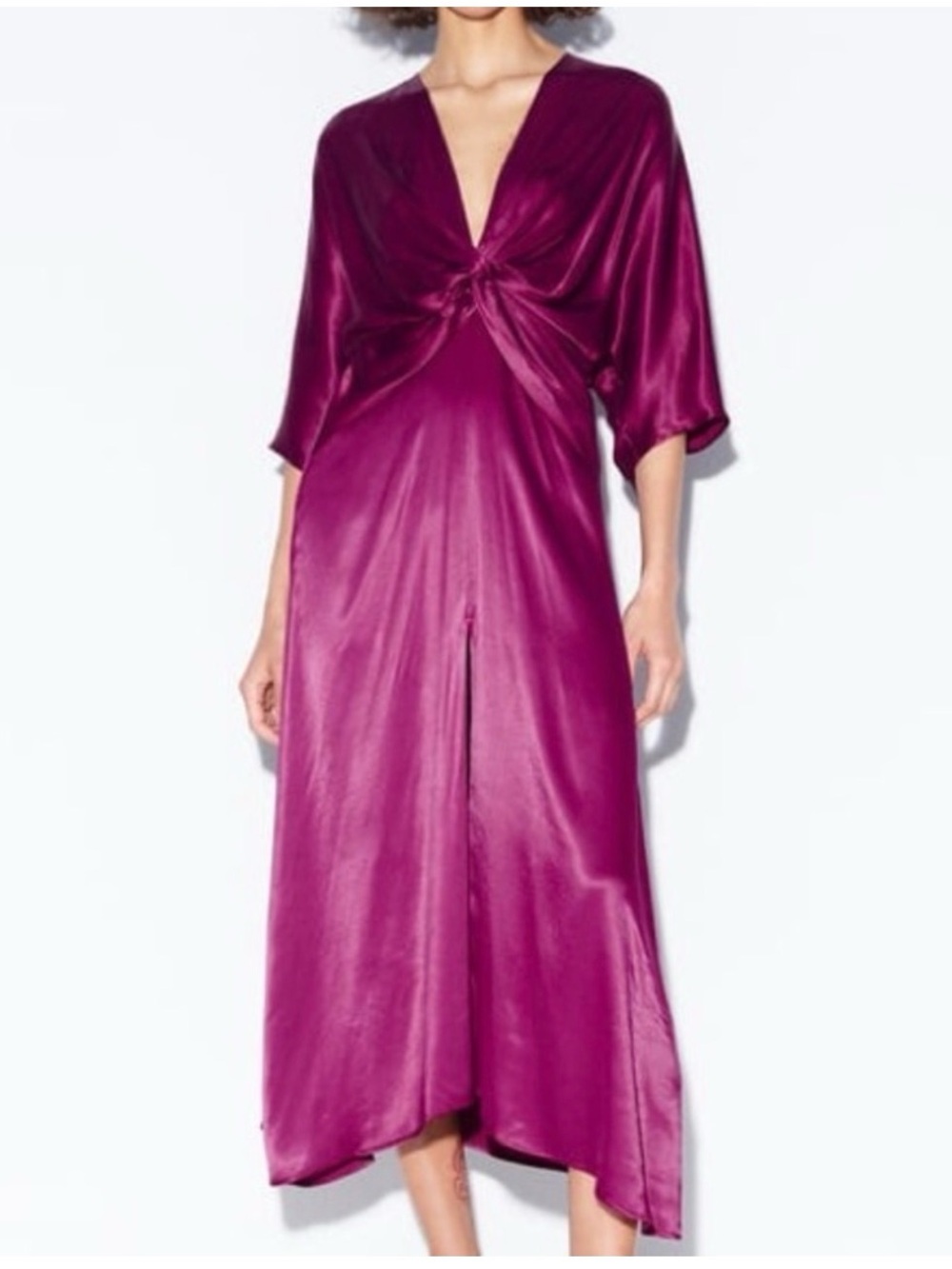 Zara knotted satin effect dress